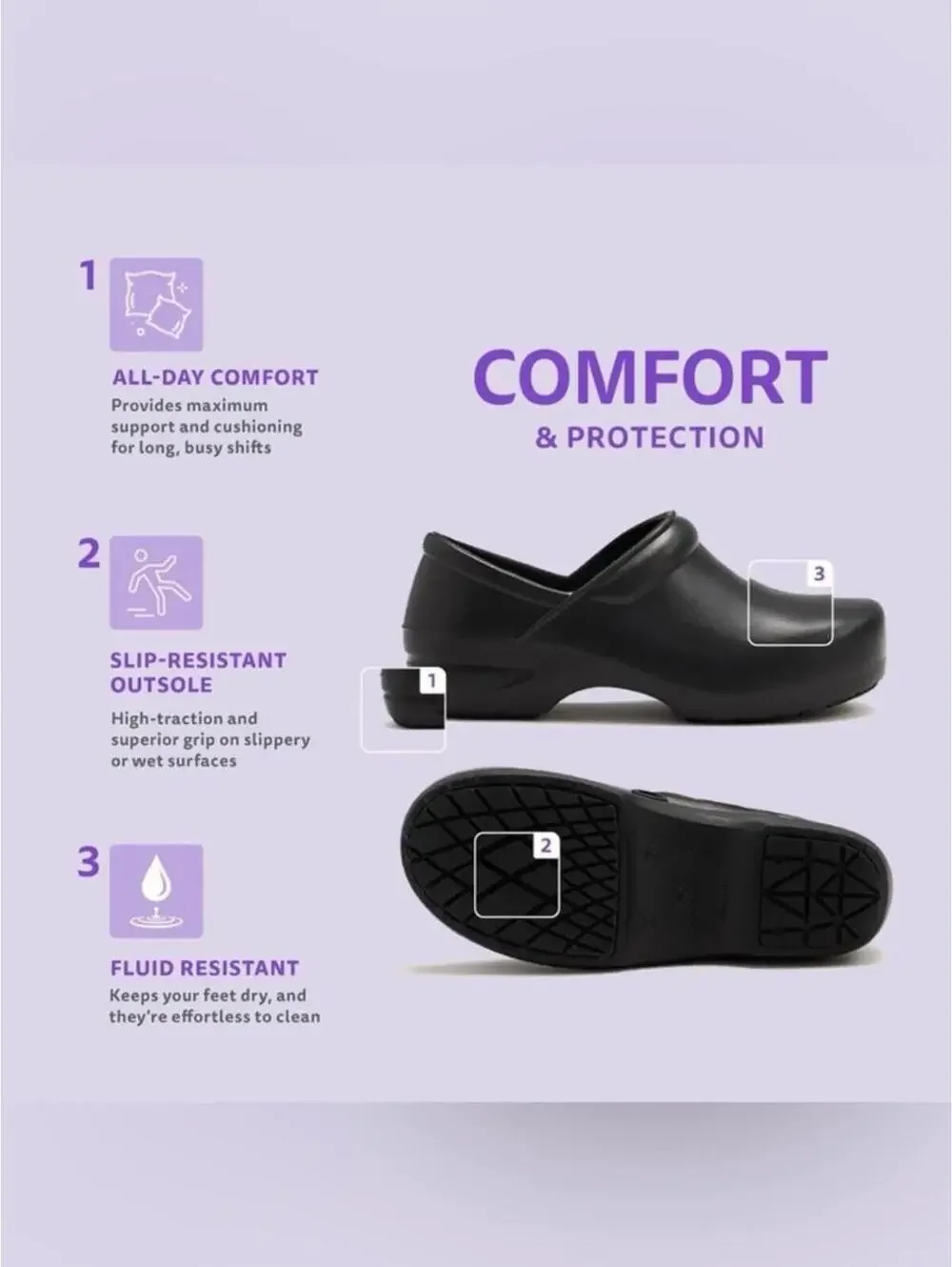 Anywear Unisex Guardian Angel Black Slip-On Work Loafers for Nurses